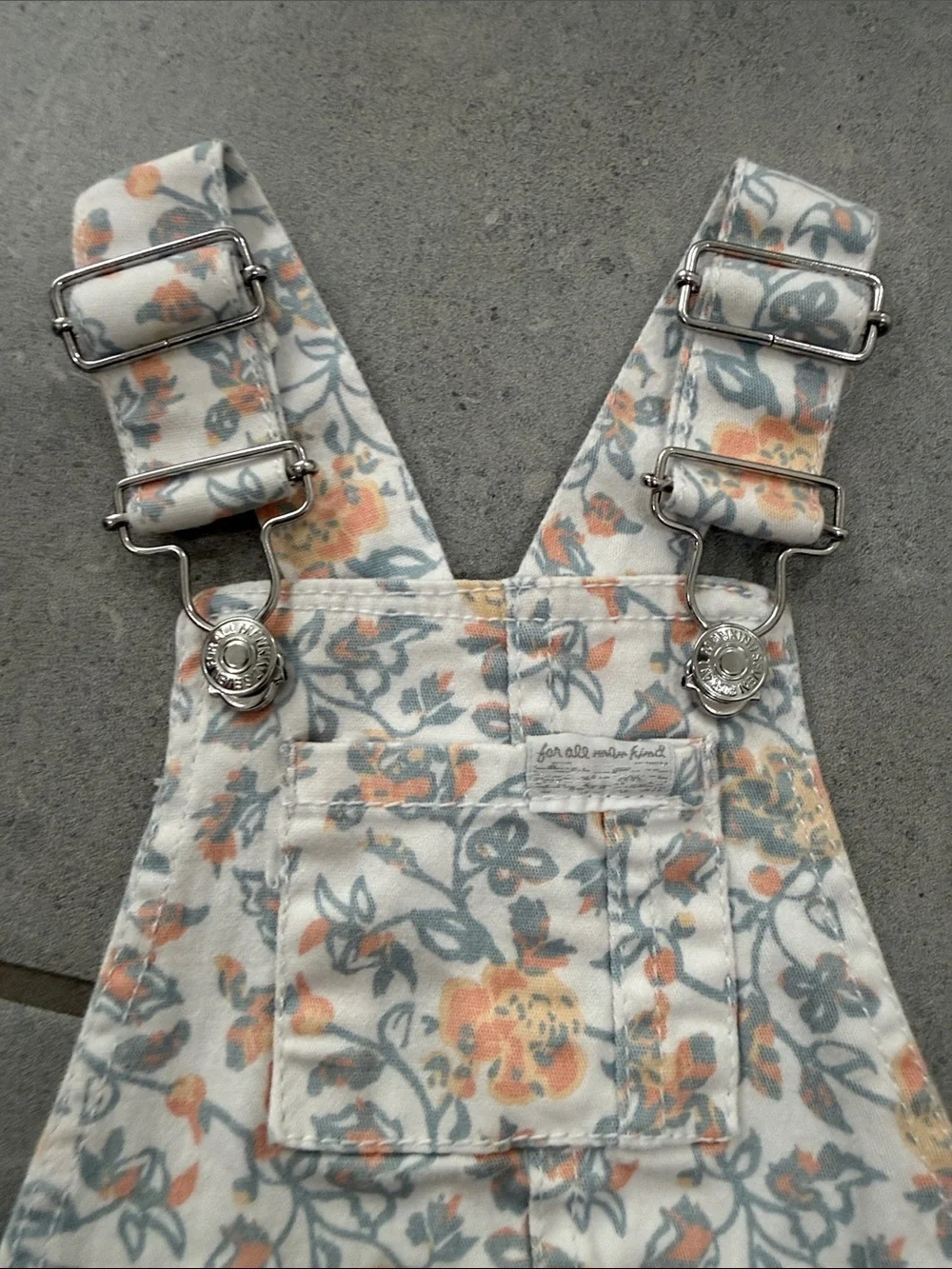 7 For All Mankind Floral White & Orange Shortalls